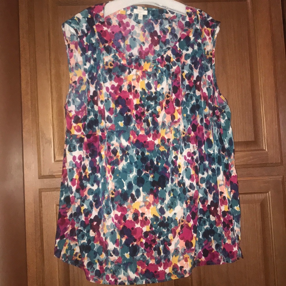 Talbots Silky Multicolor Floral Print Sleeveless Blouse
